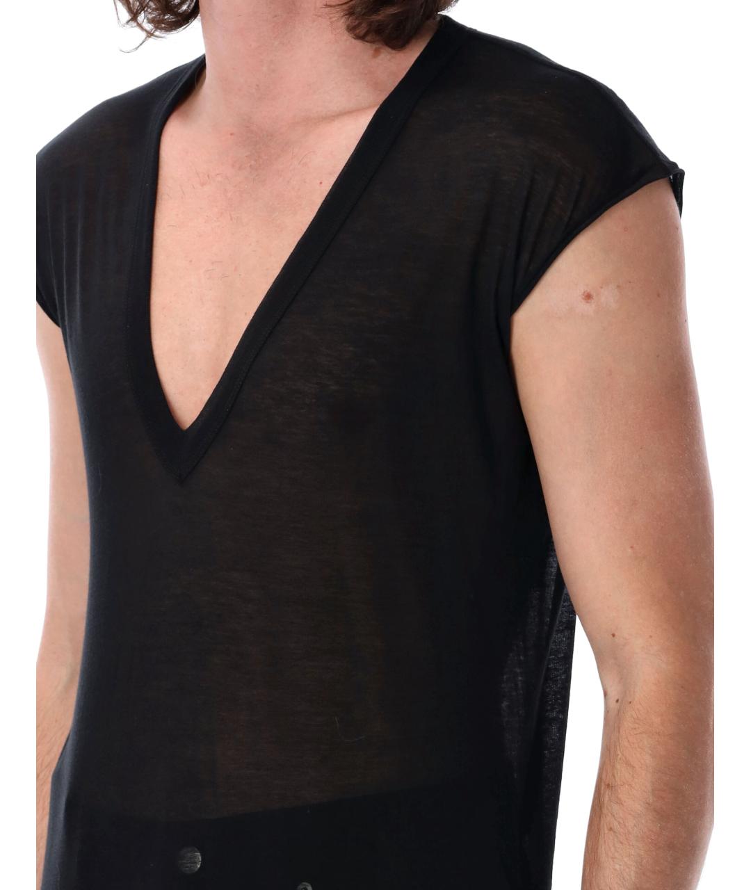 RICK OWENS Черная хлопковая майка, фото 3