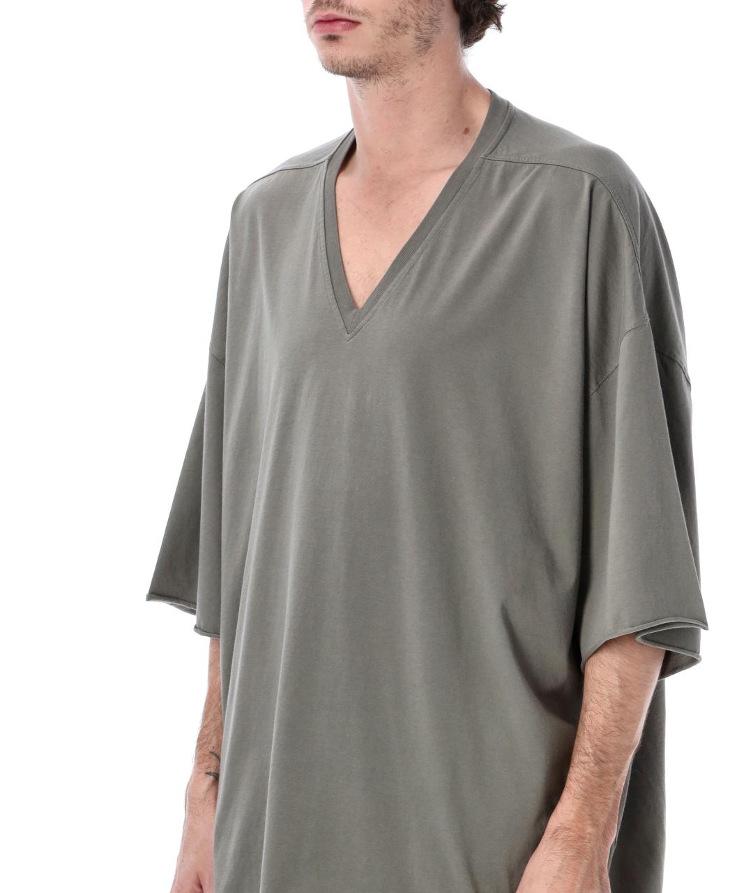 RICK OWENS Серая хлопковая футболка, фото 3