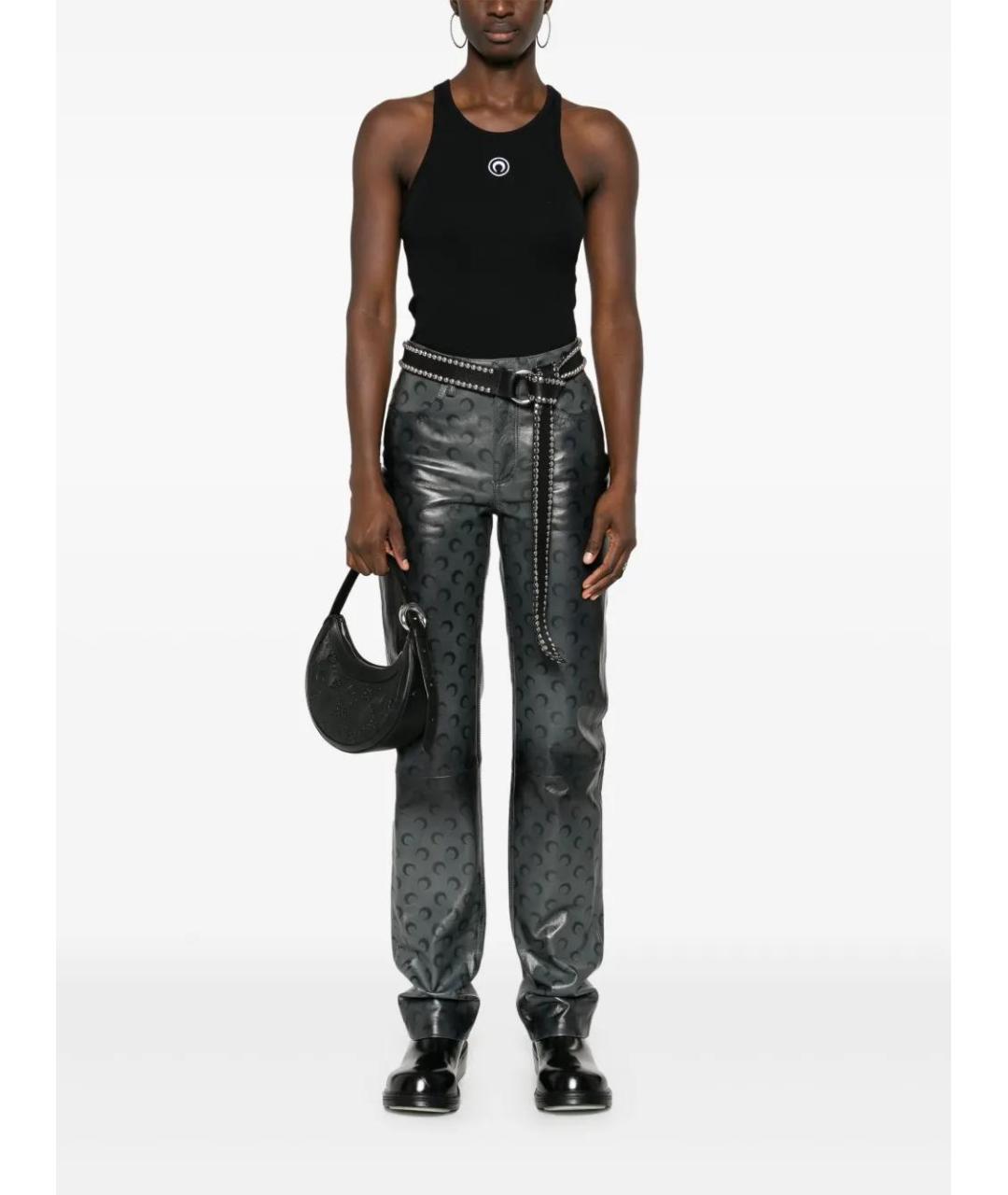 MARINE SERRE Черная хлопковая майка, фото 2