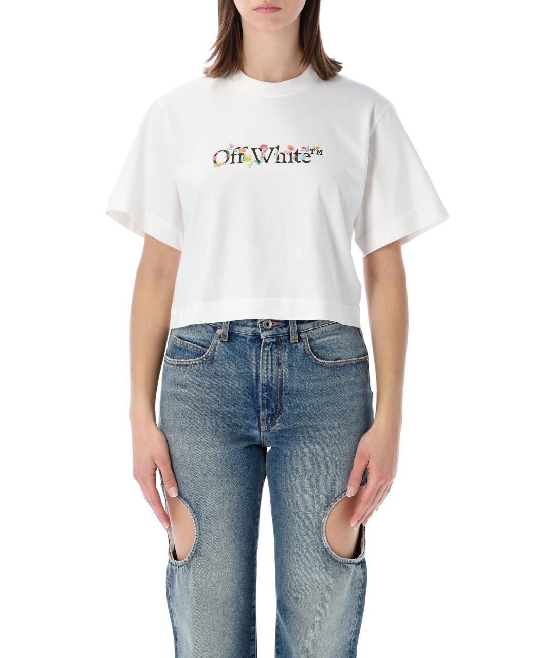 OFF-WHITE Белая хлопковая футболка, фото 1