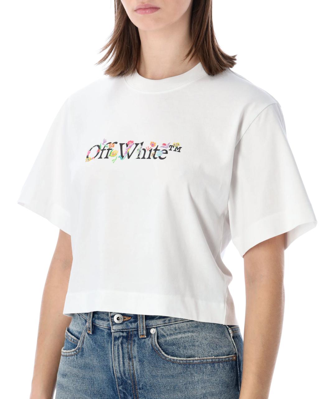 OFF-WHITE Белая хлопковая футболка, фото 3