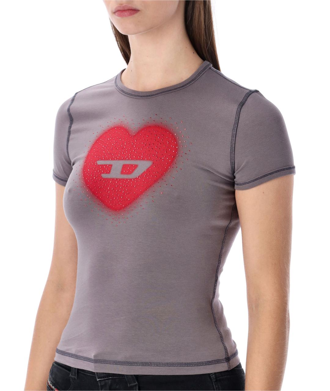 DIESEL Серая хлопковая футболка, фото 4