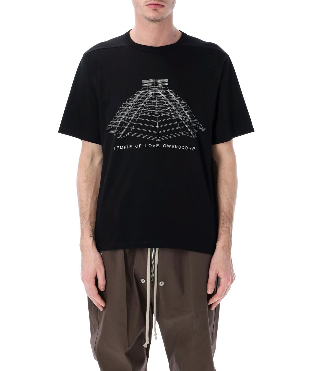 RICK OWENS Черная хлопковая футболка, фото 1