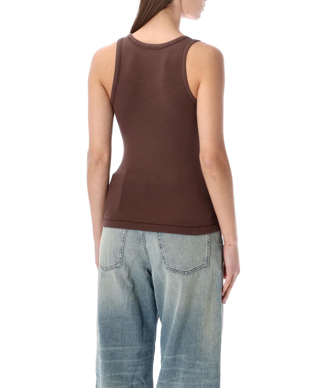 DIESEL Коричневая хлопковая майка, фото 2