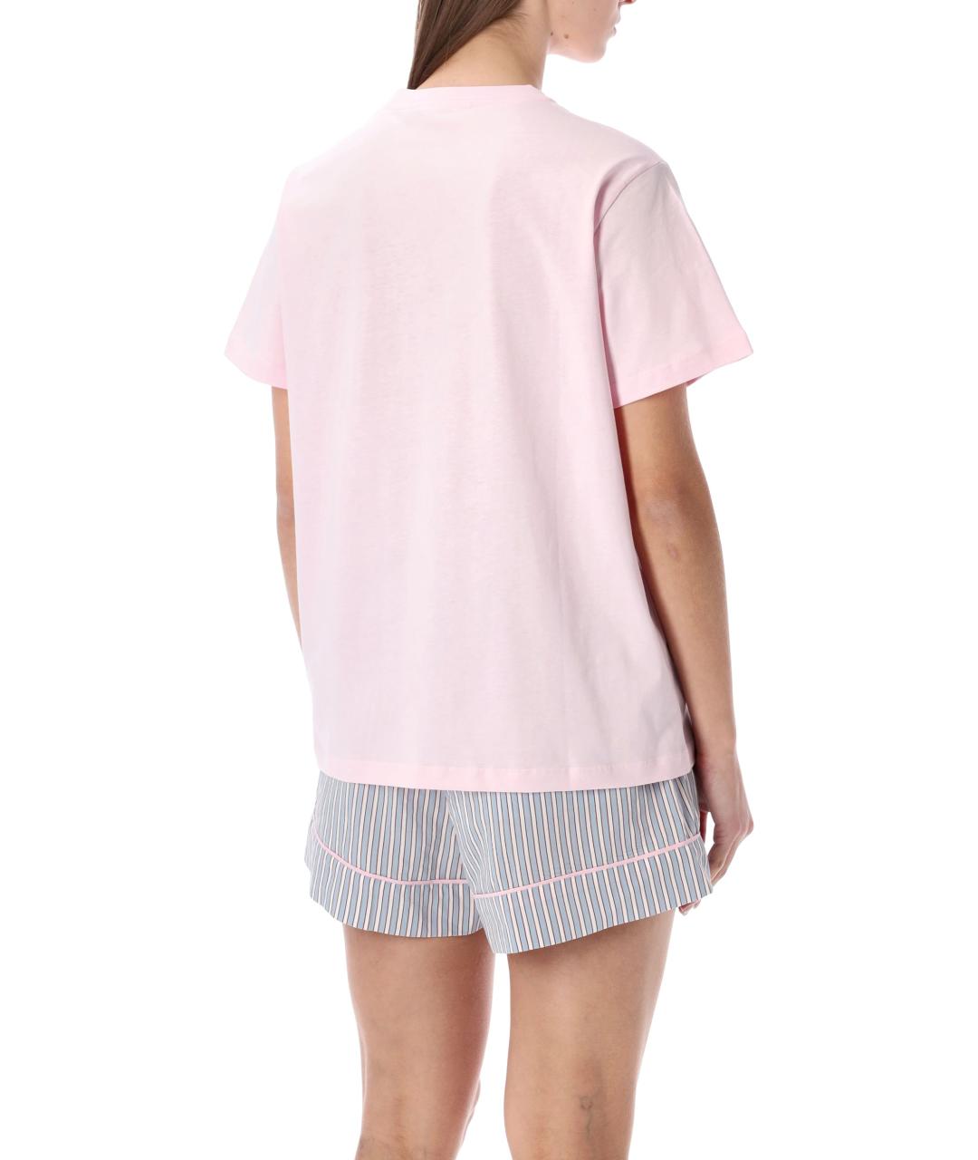 GANNI Розовая хлопковая футболка, фото 2