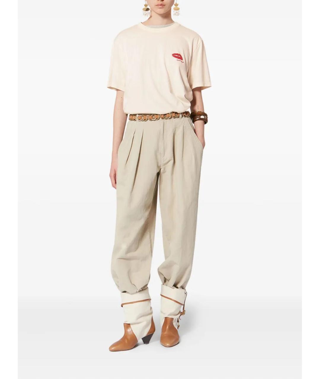 ISABEL MARANT Бежевая хлопковая футболка, фото 4