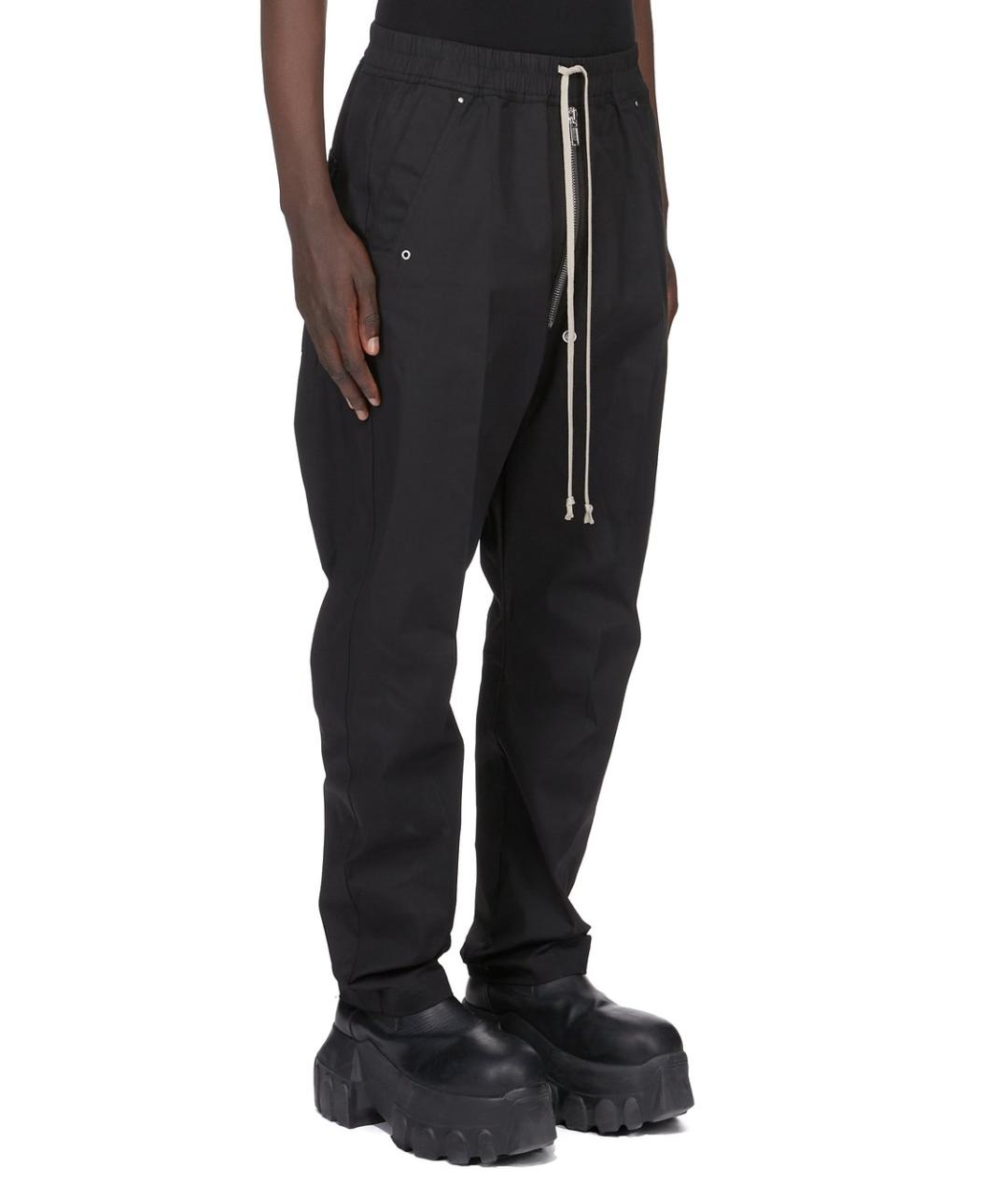 RICK OWENS Черные хлопковые повседневные брюки, фото 3