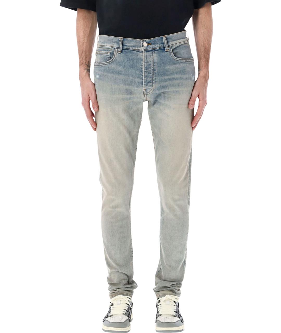 AMIRI Голубые хлопковые джинсы скинни, фото 1