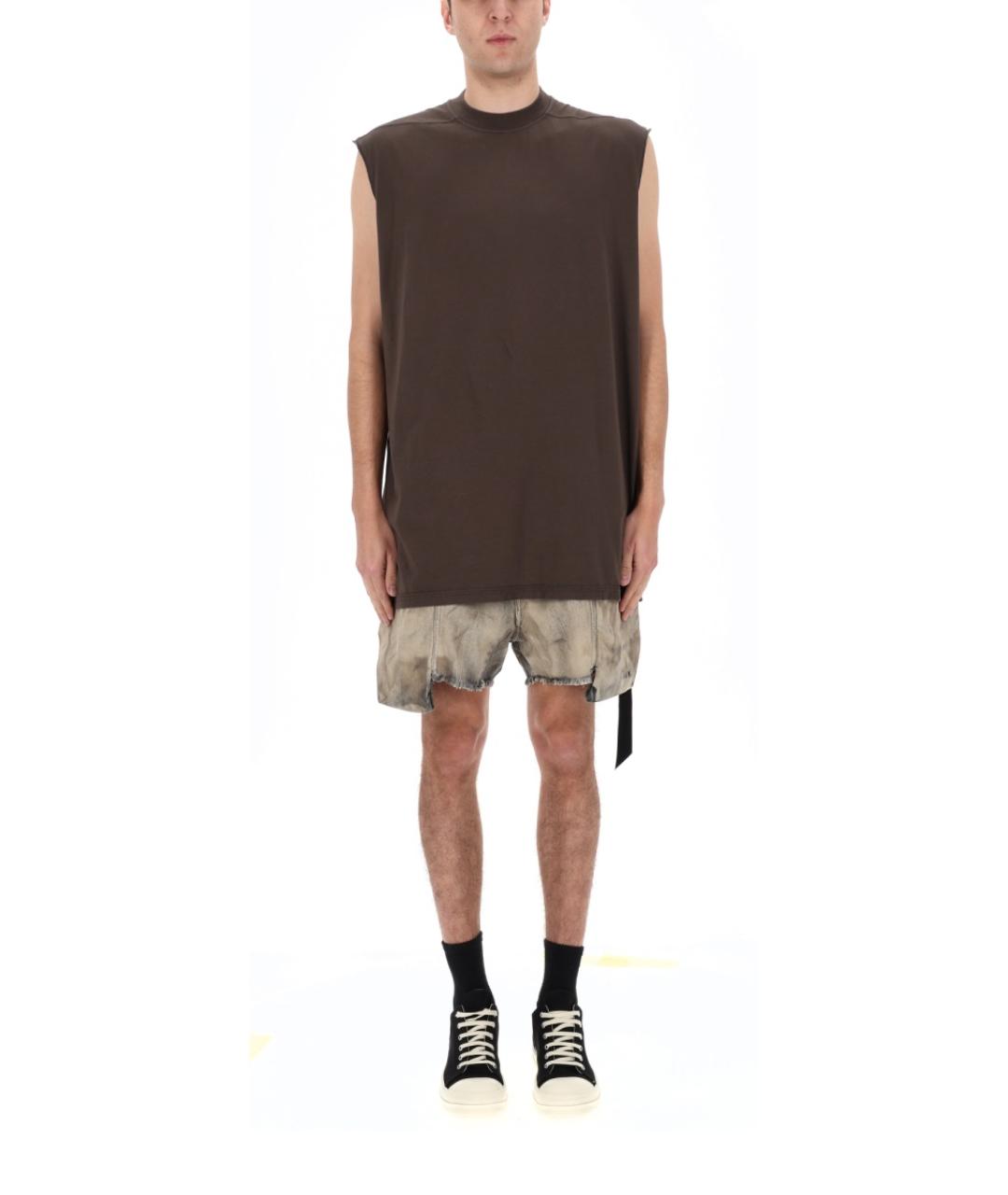 RICK OWENS Коричневая хлопковая майка, фото 1