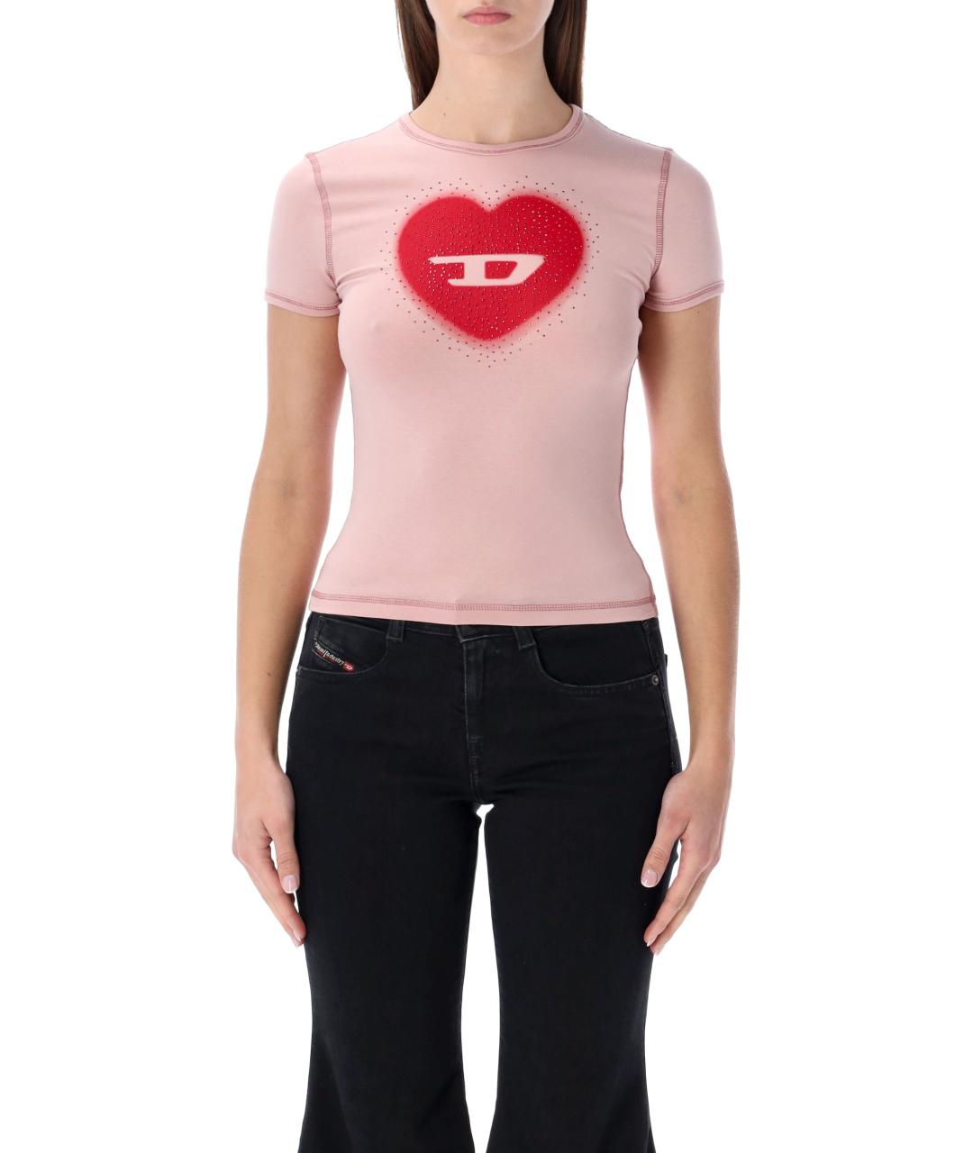 DIESEL Розовая хлопковая футболка, фото 1