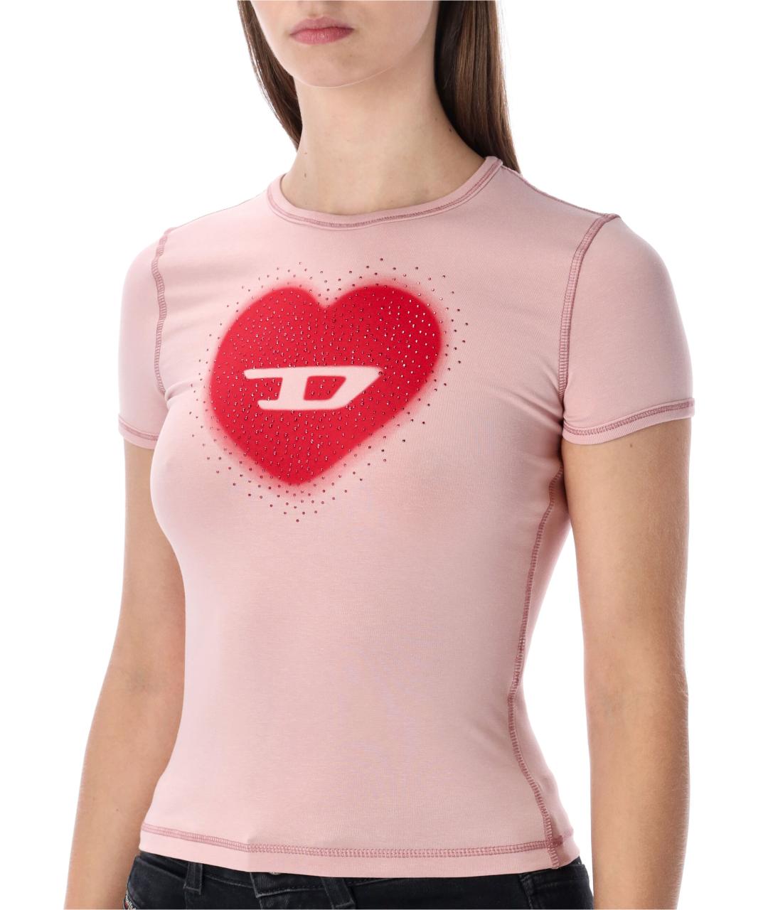 DIESEL Розовая хлопковая футболка, фото 3