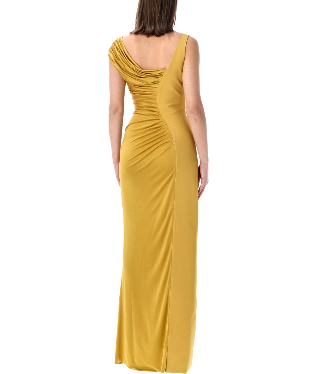VERSACE Желтое вискозное вечернее платье, фото 2