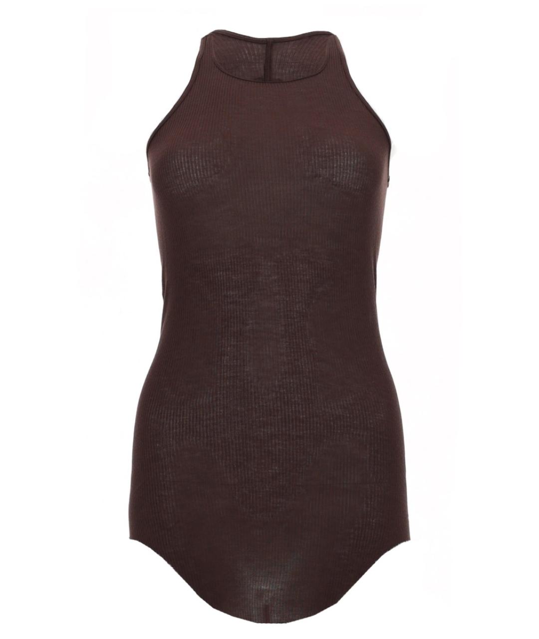 RICK OWENS Коричневая вискозная майка, фото 1