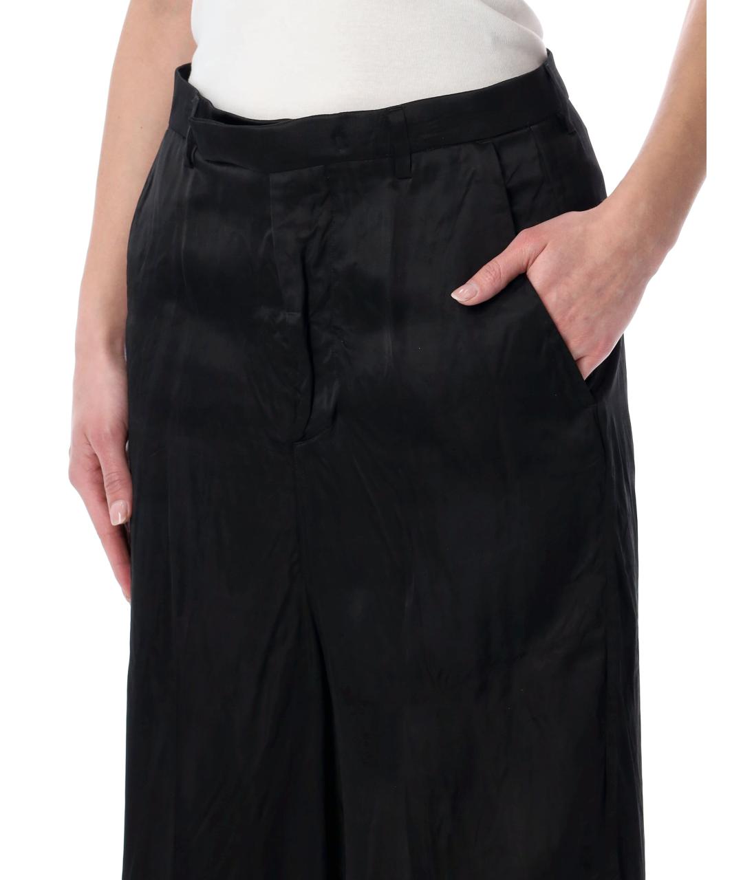 RICK OWENS Черные вискозные прямые брюки, фото 3