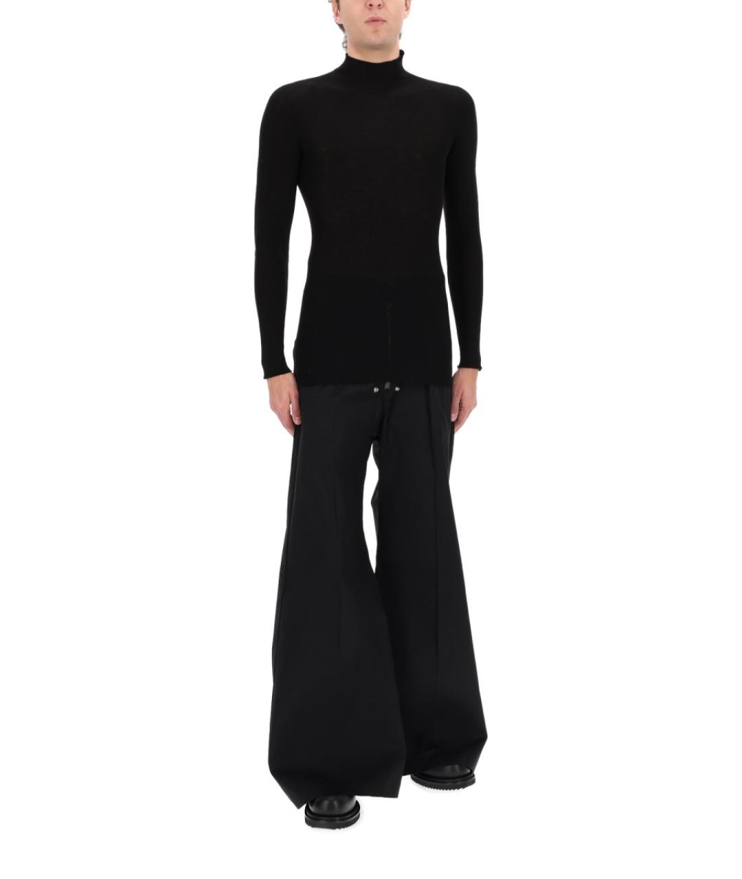 RICK OWENS Черные хлопковые повседневные брюки, фото 2