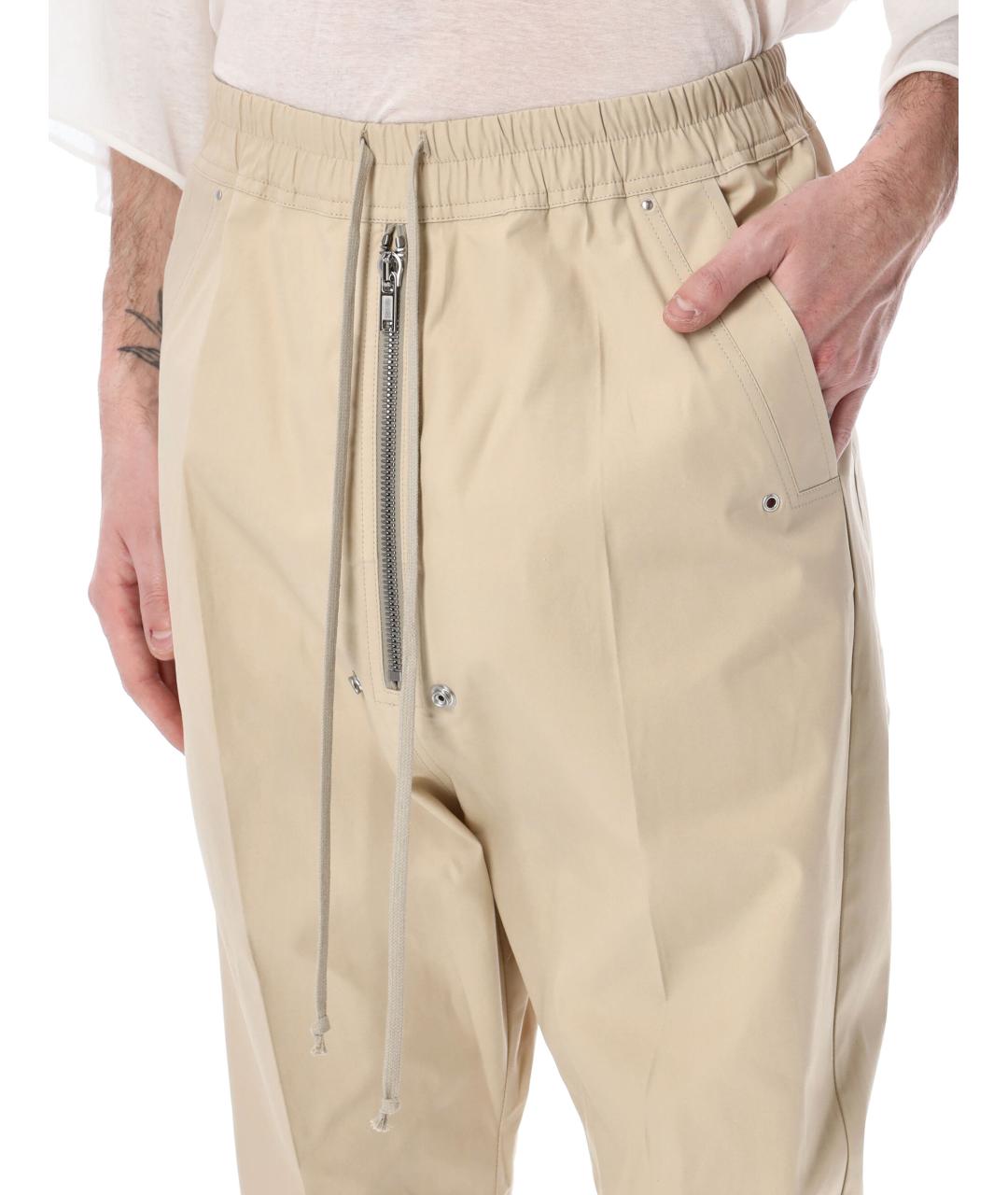 RICK OWENS Бежевые хлопковые повседневные брюки, фото 3