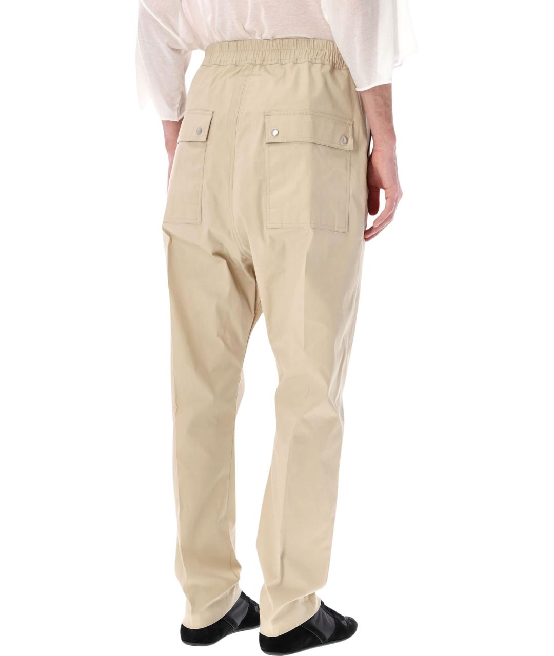 RICK OWENS Бежевые хлопковые повседневные брюки, фото 2