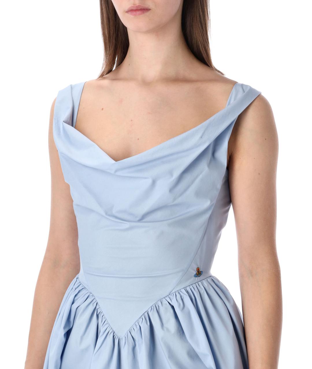 VIVIENNE WESTWOOD Голубое хлопковое повседневное платье, фото 4
