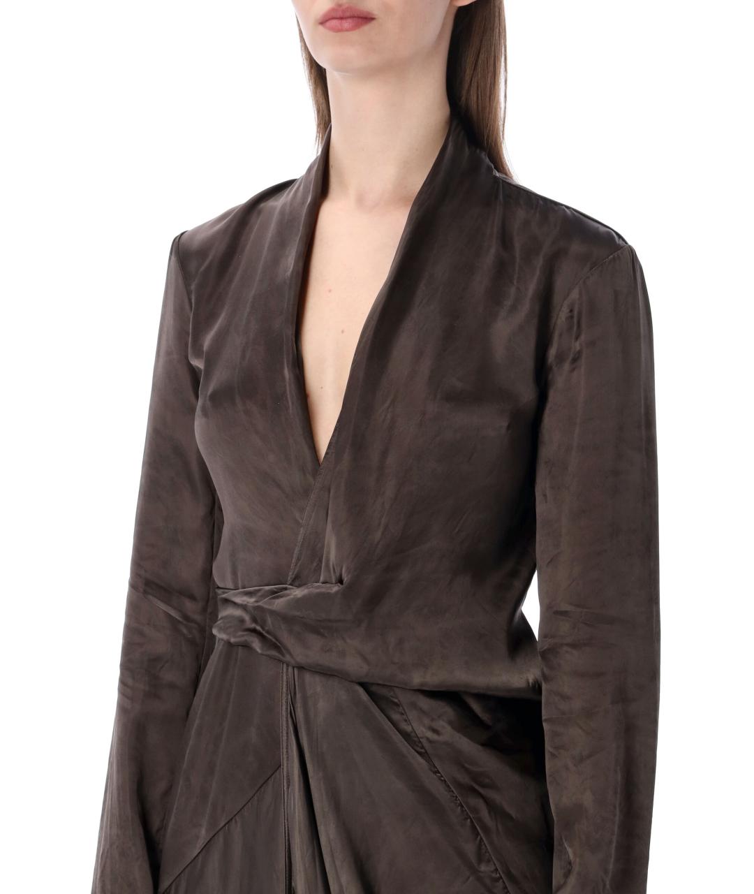 RICK OWENS Коричневое вискозное платье, фото 3