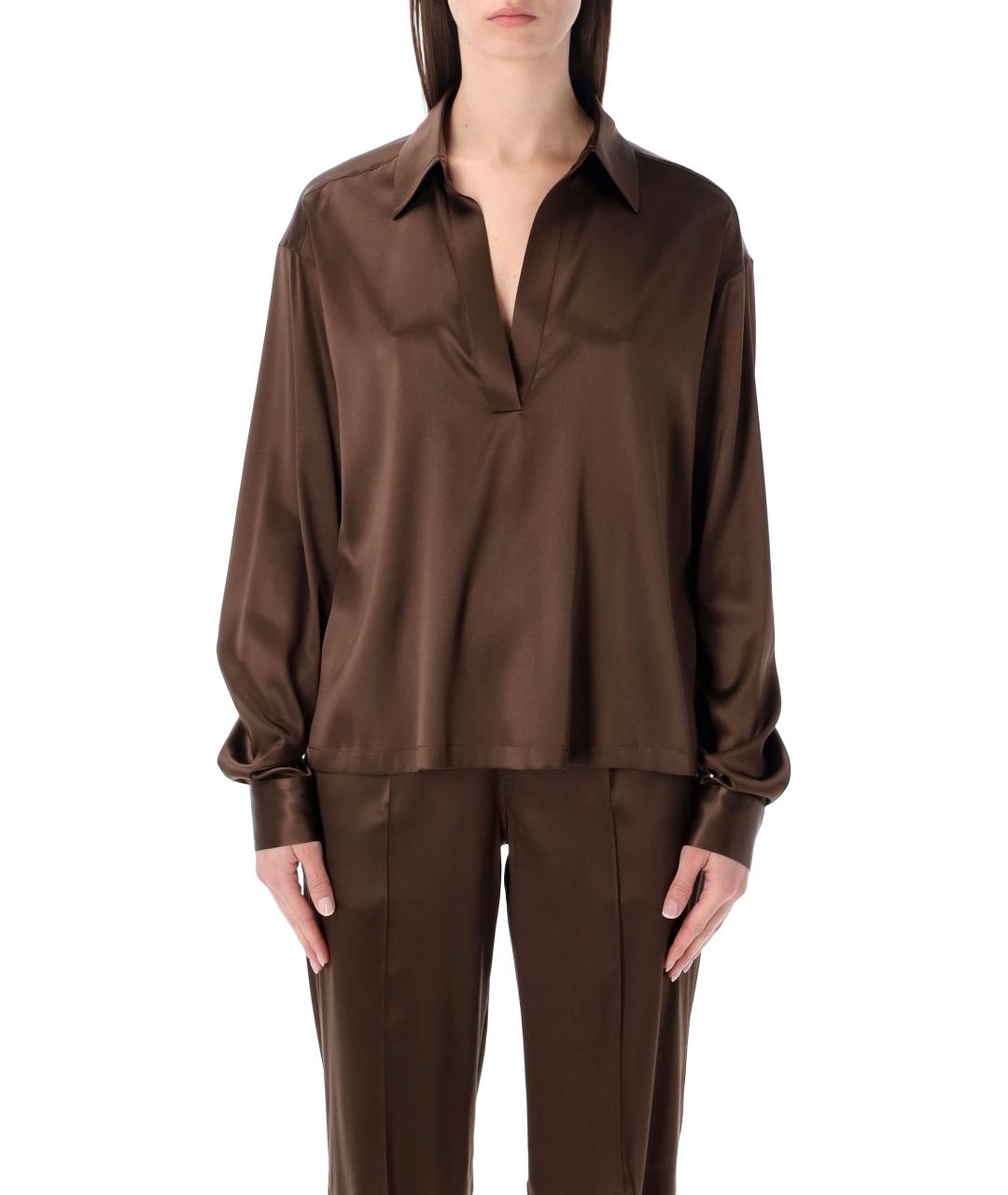 TOM FORD Коричневая шелковая блузы, фото 1