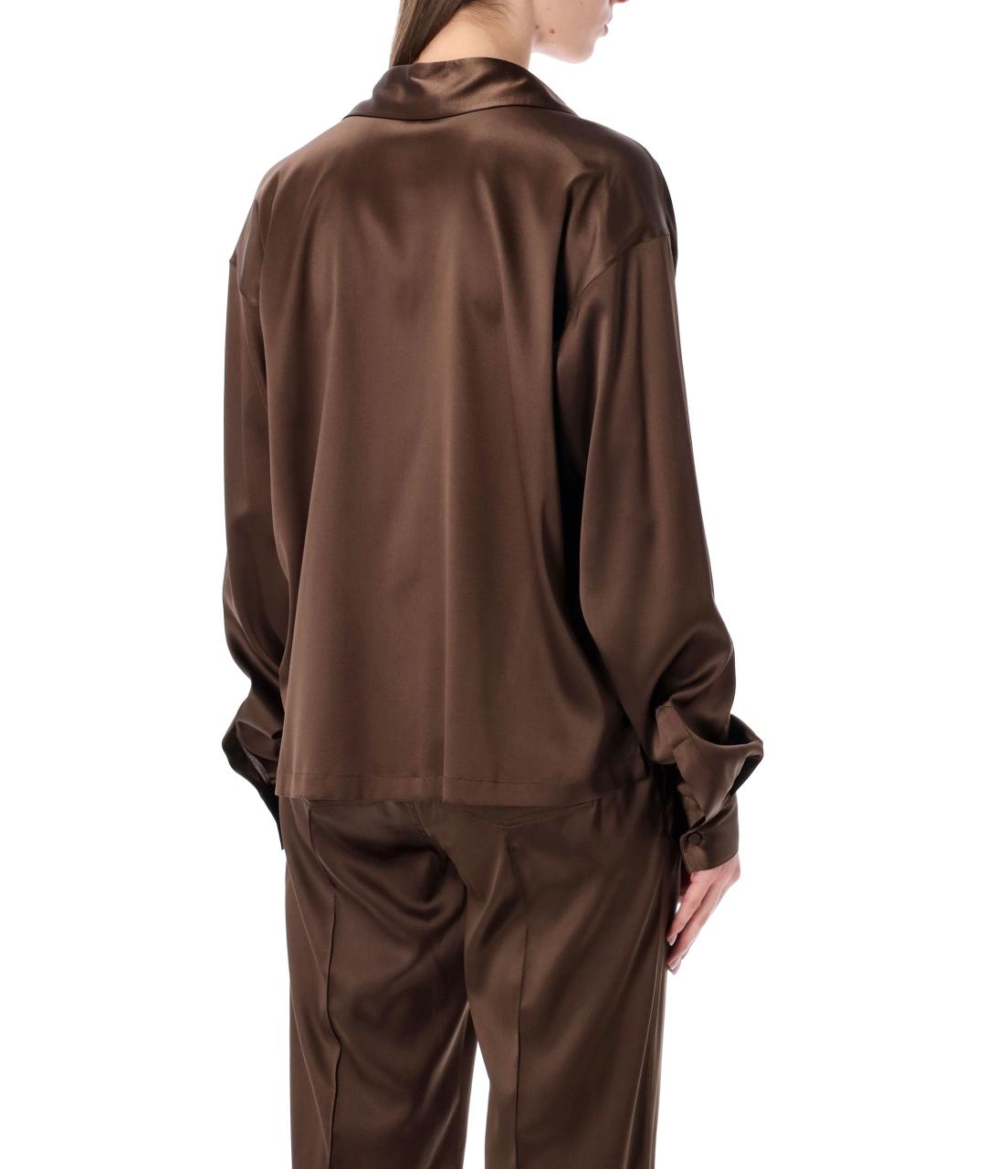 TOM FORD Коричневая шелковая блузы, фото 2