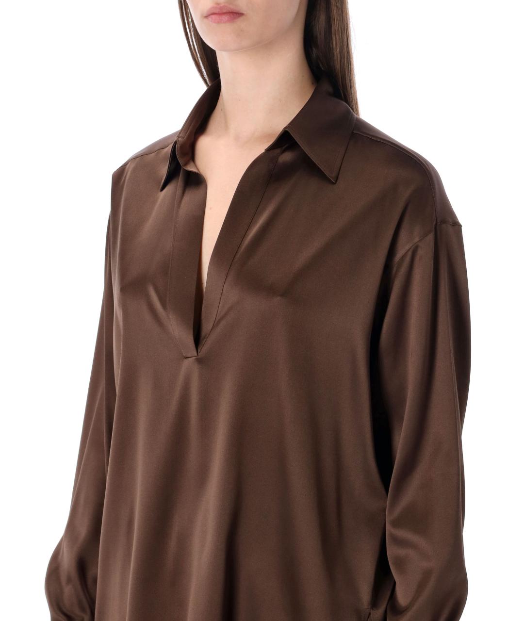 TOM FORD Коричневая шелковая блузы, фото 3