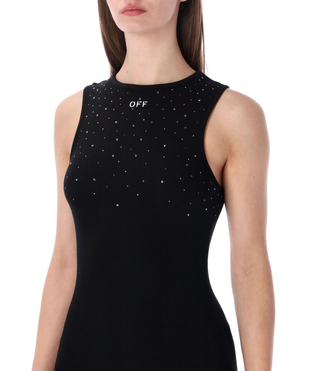 OFF-WHITE Черное вискозное повседневное платье, фото 3