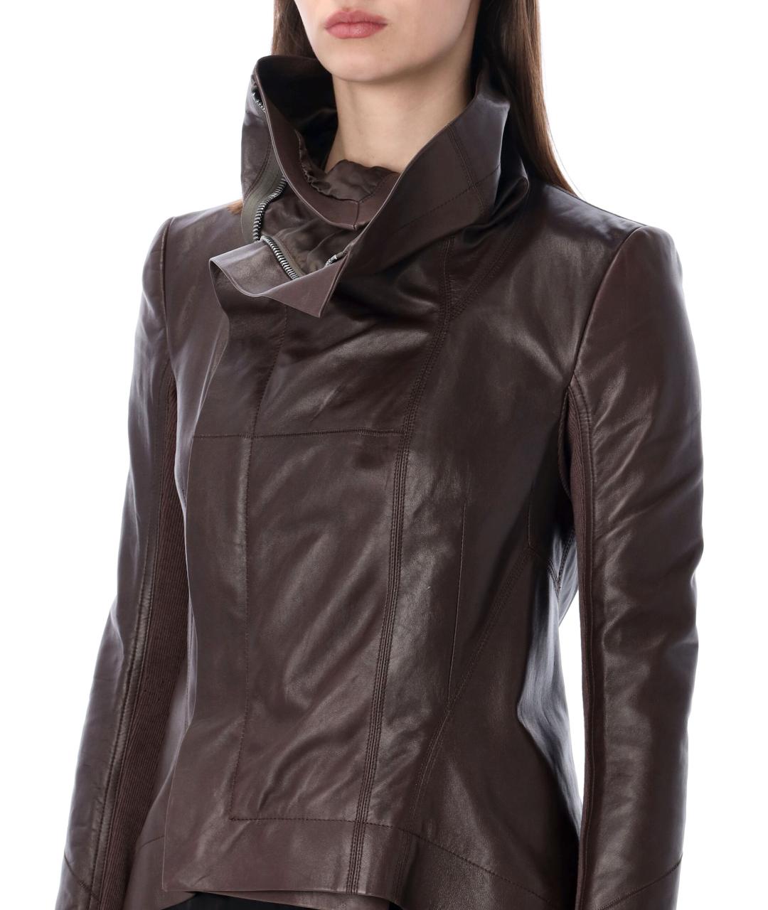 RICK OWENS Коричневая кожаная куртка, фото 3