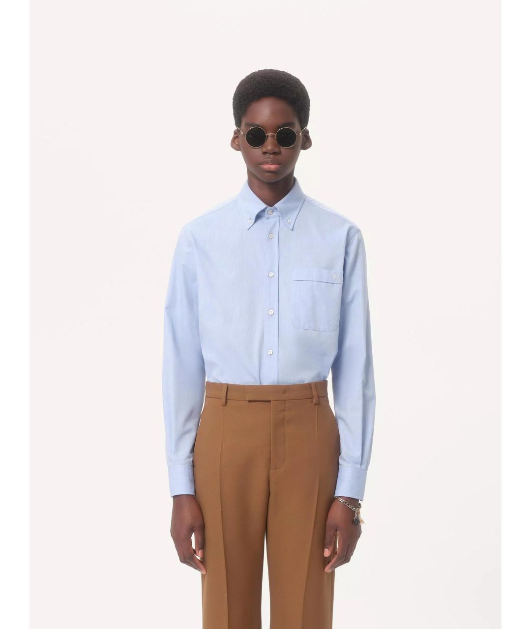 VALENTINO Голубая хлопковая кэжуал рубашка, фото 2