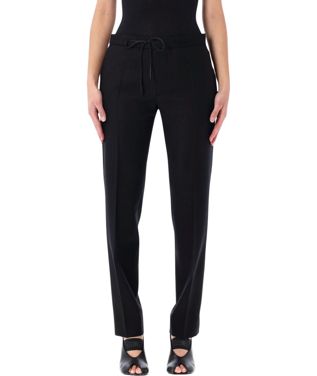 MAISON MARGIELA Черные шерстяные прямые брюки, фото 4