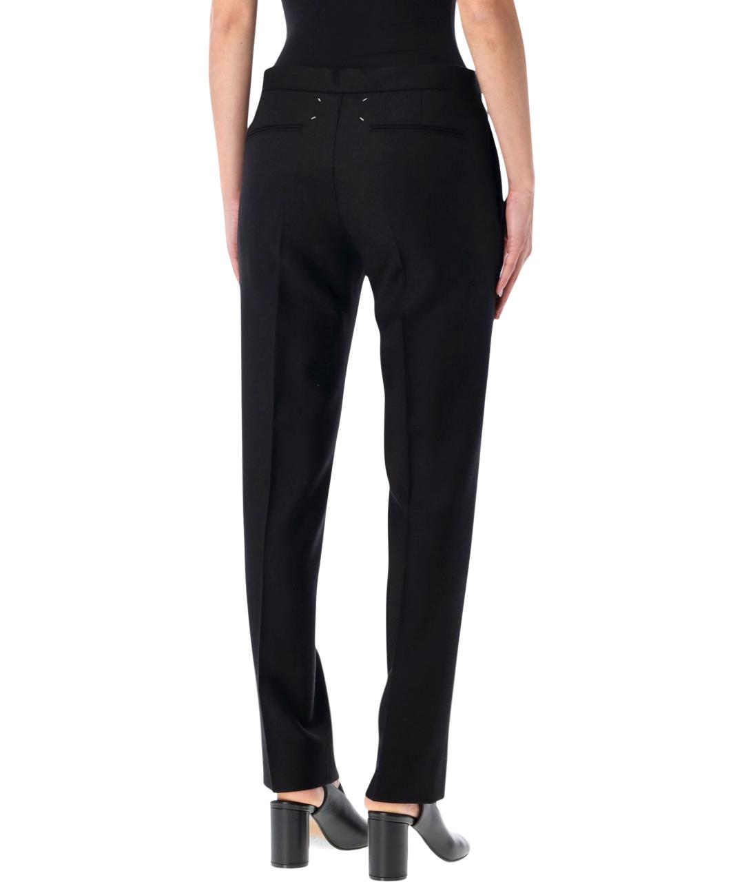 MAISON MARGIELA Черные шерстяные прямые брюки, фото 2