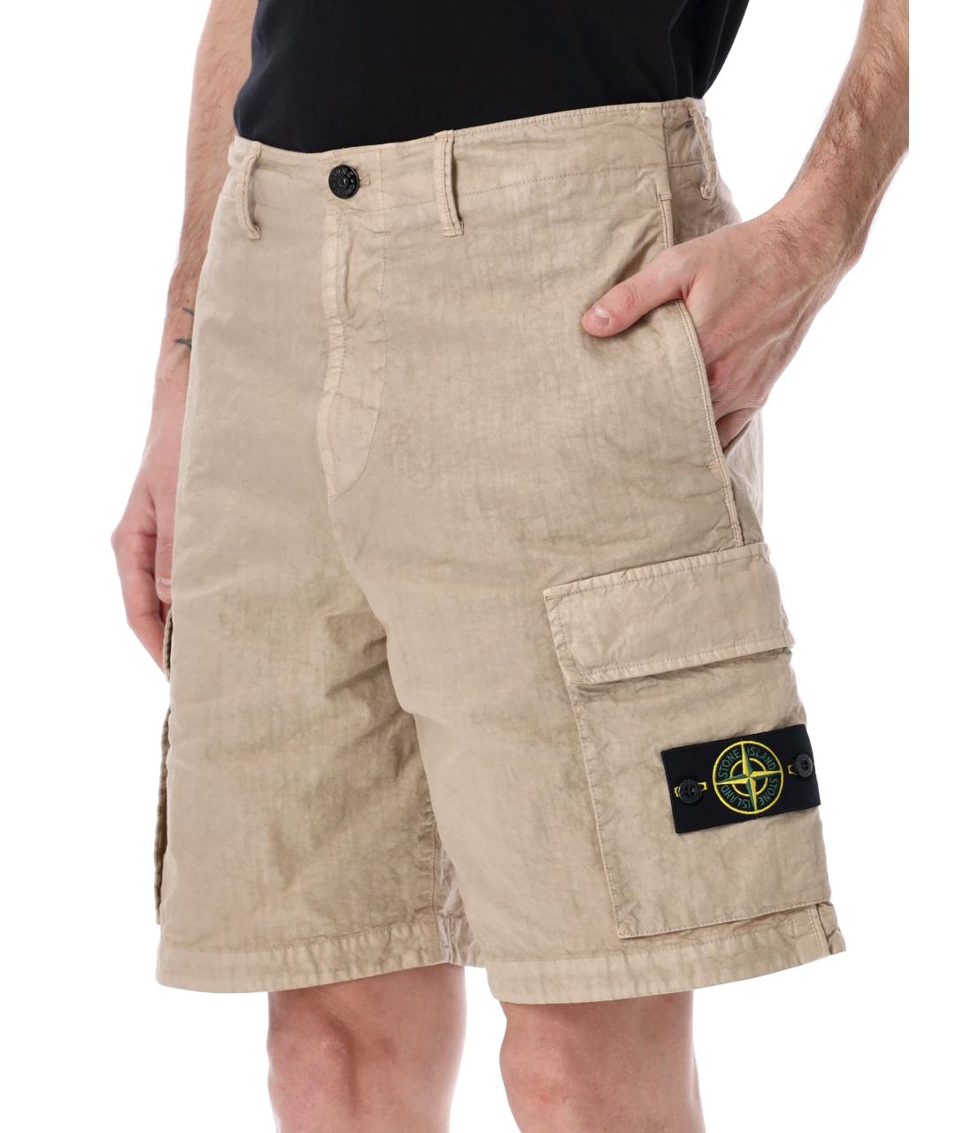 STONE ISLAND Бежевые полиамидовые шорты, фото 3
