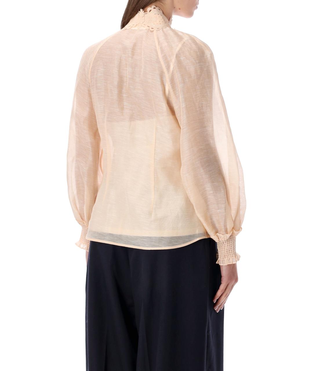 ZIMMERMANN Бежевая льняная рубашка, фото 2