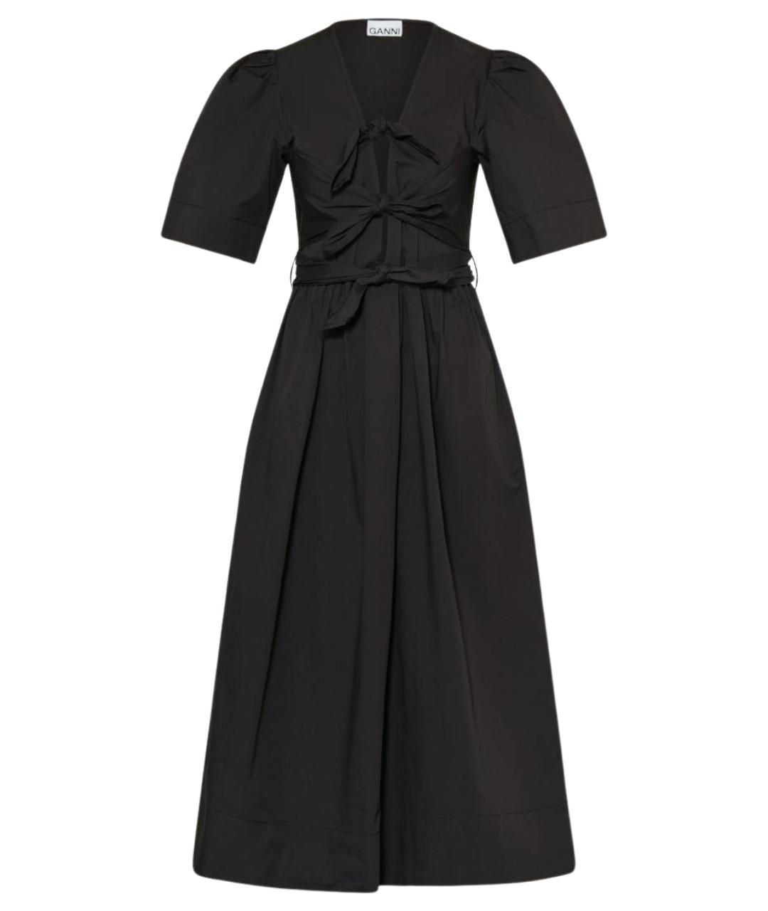 GANNI Черное хлопковое повседневное платье, фото 1