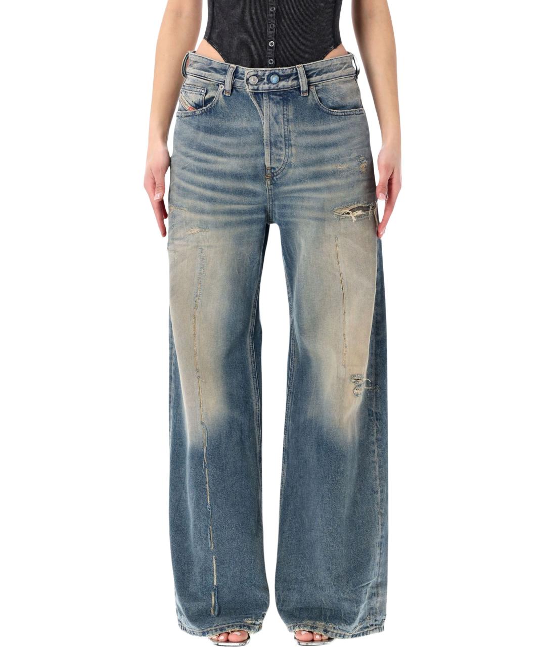 DIESEL Синие хлопковые прямые джинсы, фото 4