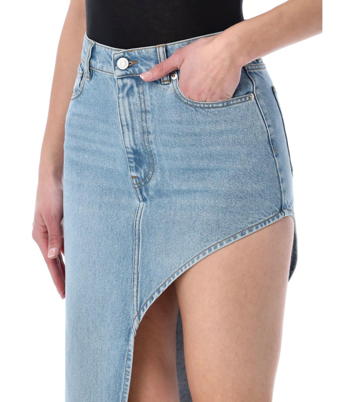 COPERNI Голубая хлопковая юбка мини, фото 3