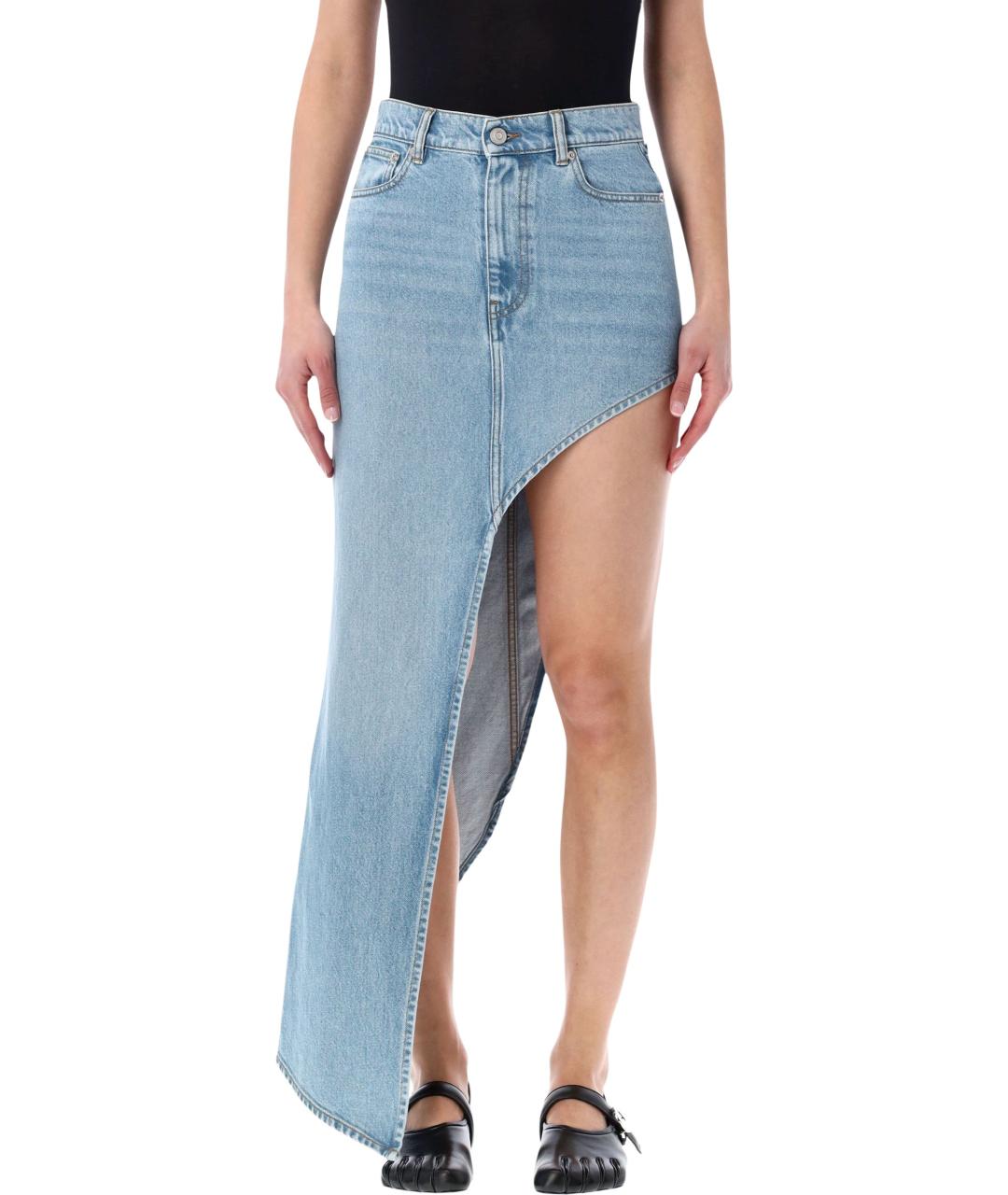 COPERNI Голубая хлопковая юбка мини, фото 1