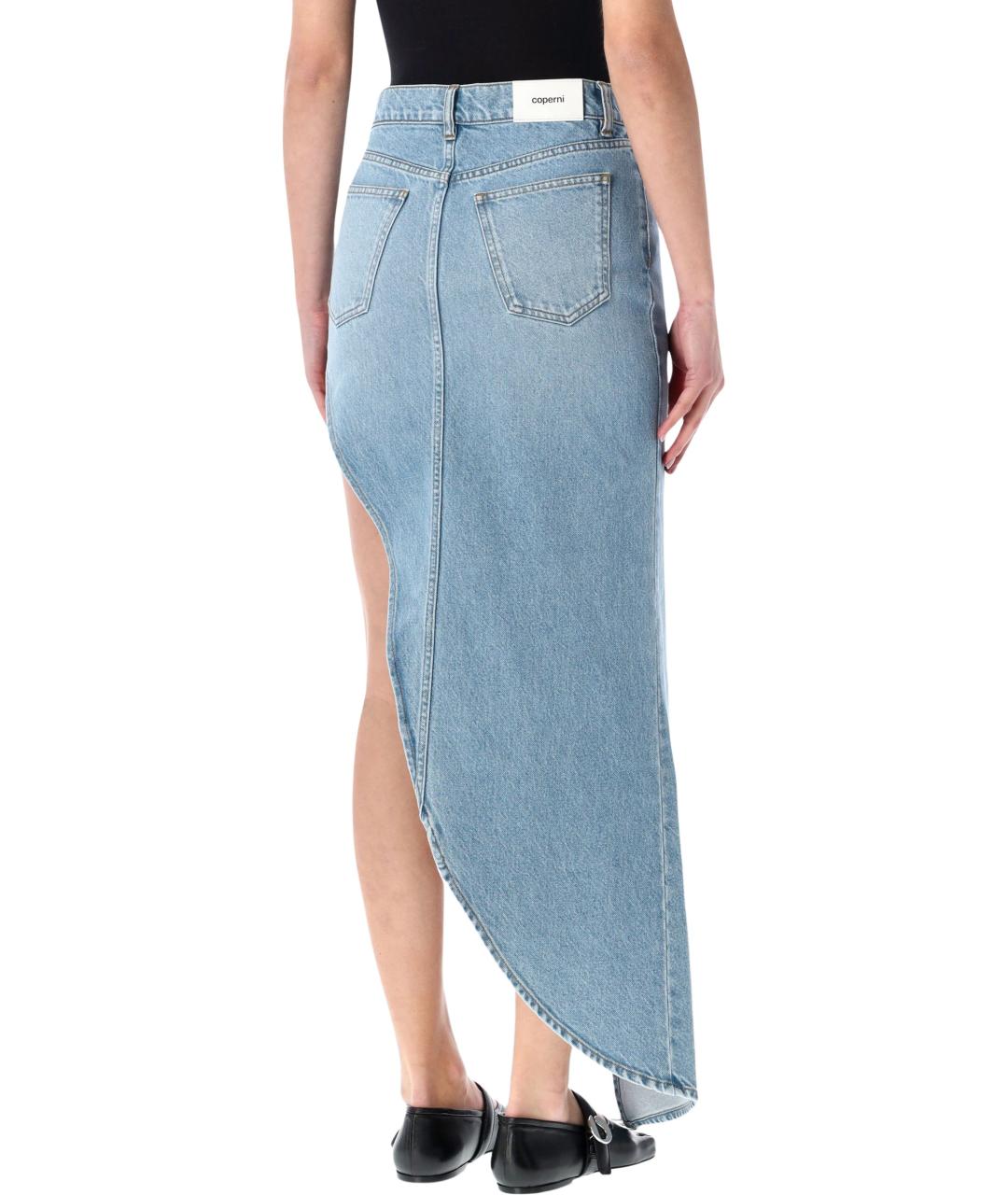 COPERNI Голубая хлопковая юбка мини, фото 2