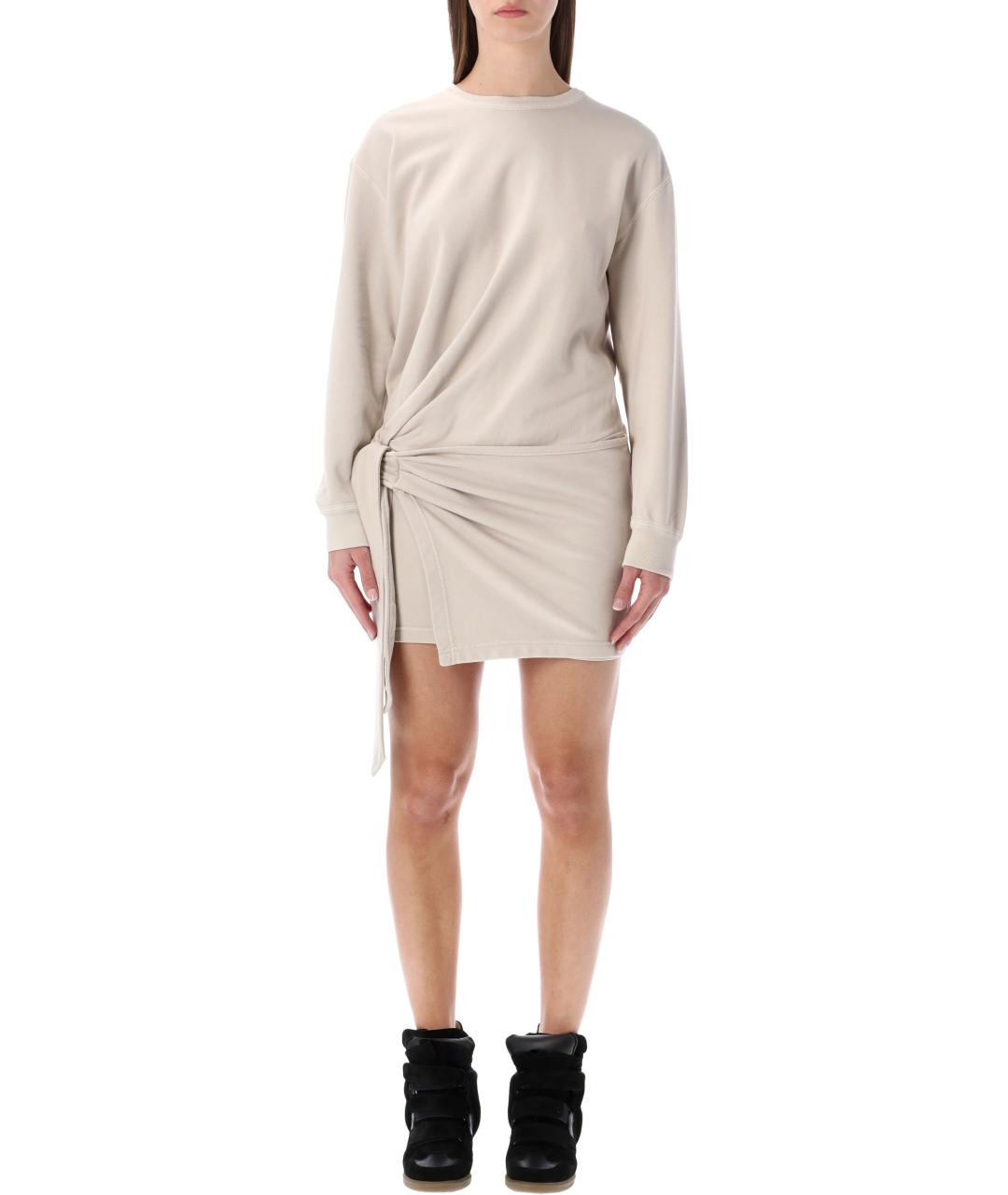 ISABEL MARANT Бежевое хлопковое повседневное платье, фото 4