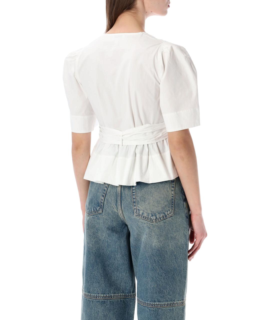 GANNI Белая хлопковая блузы, фото 2