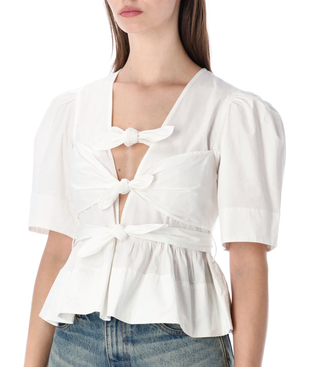 GANNI Белая хлопковая блузы, фото 3