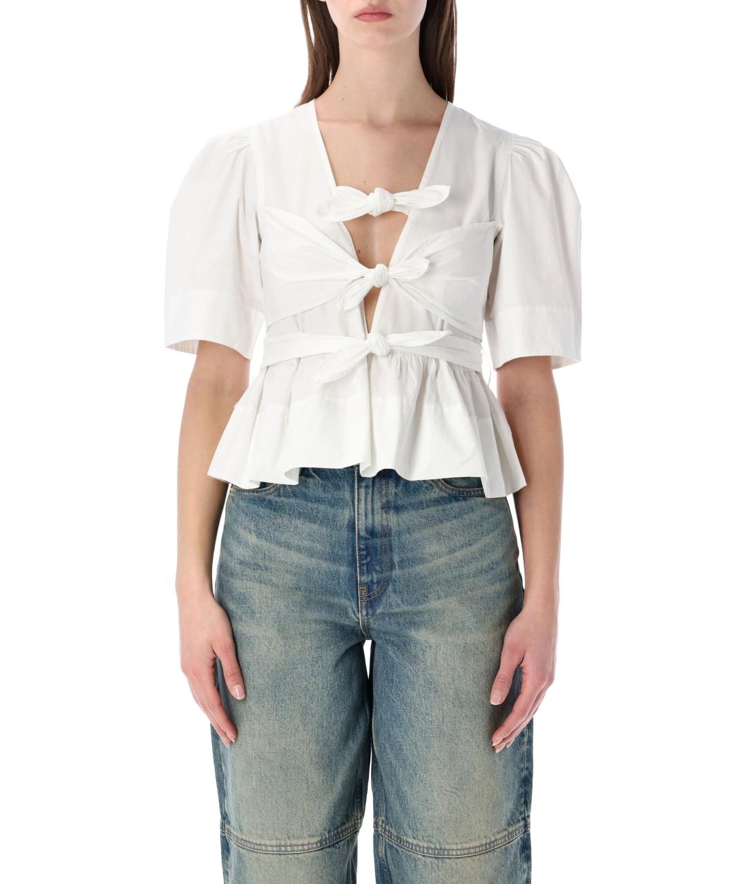 GANNI Белая хлопковая блузы, фото 1