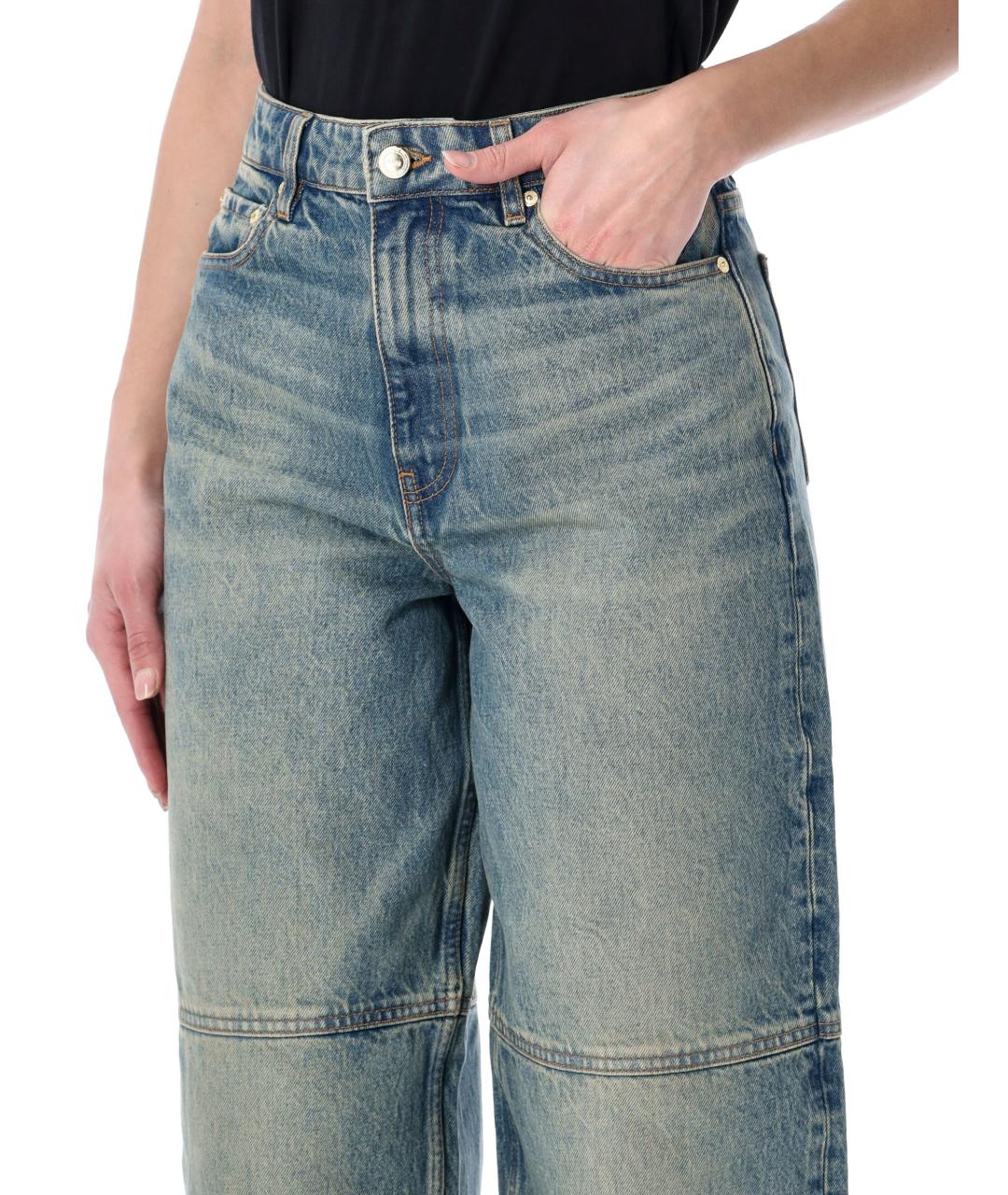 GANNI Синие хлопковые прямые джинсы, фото 3