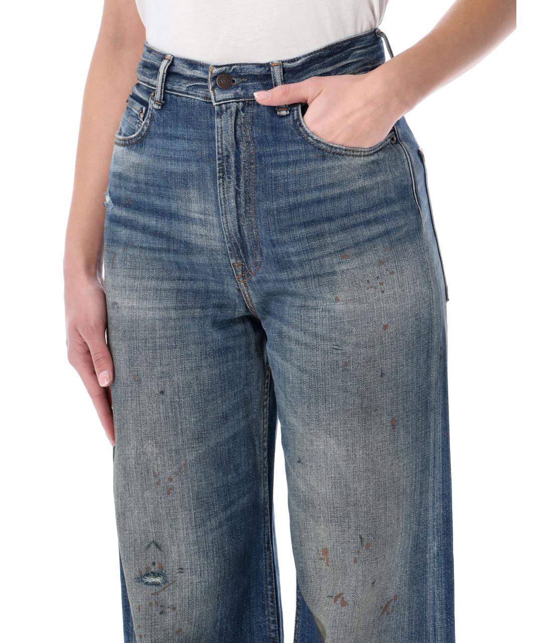 ACNE STUDIOS Синие хлопковые прямые джинсы, фото 3