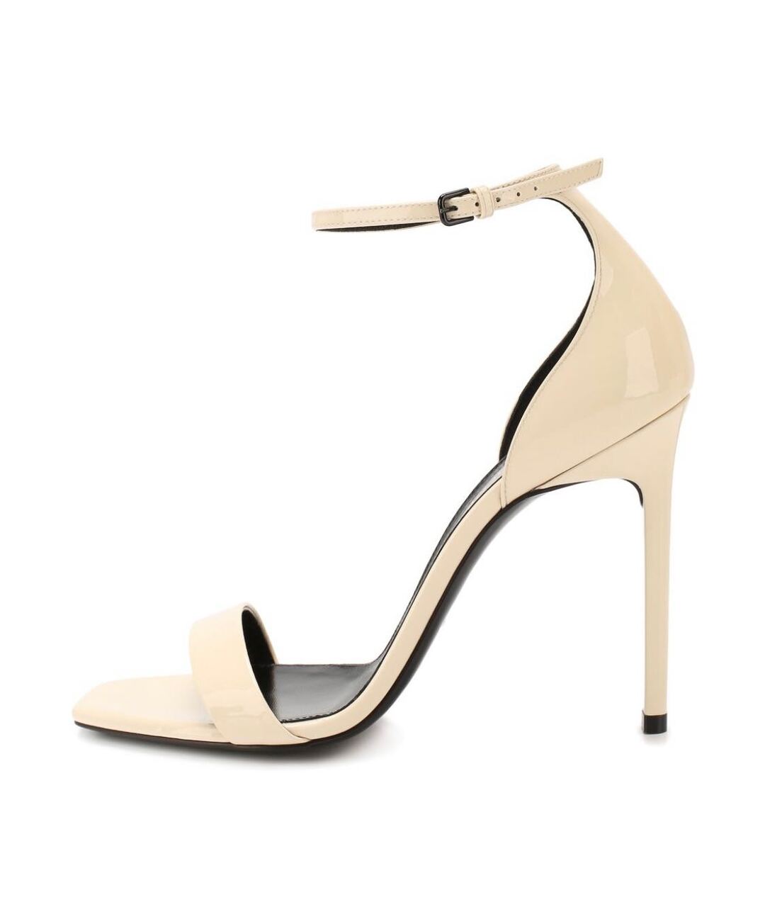 SAINT LAURENT Бежевые босоножки из лакированной кожи, фото 3