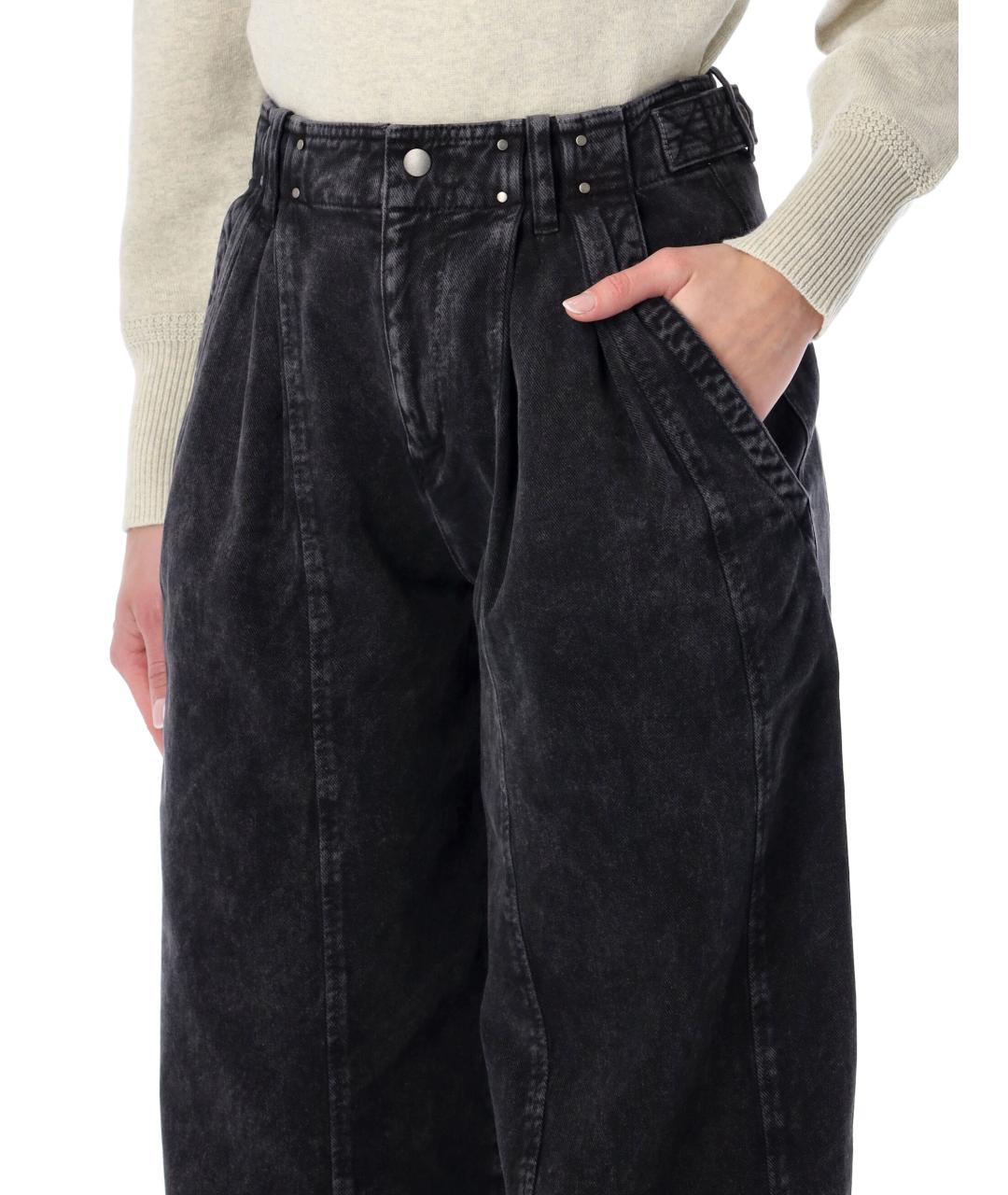 ISABEL MARANT Черные хлопковые прямые брюки, фото 3