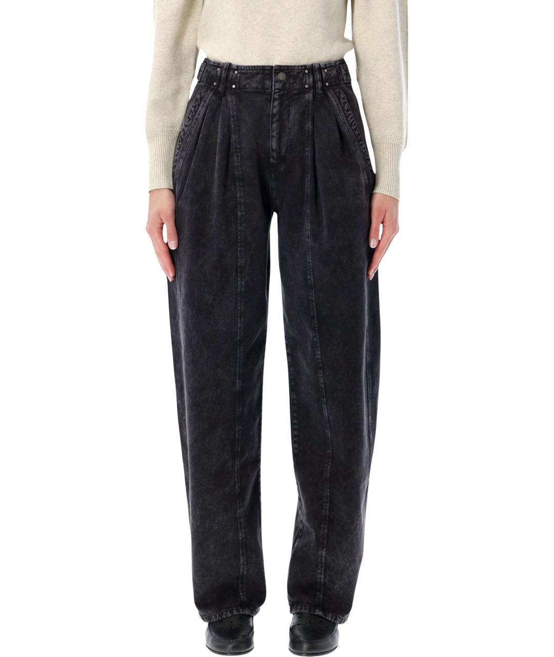 ISABEL MARANT Черные хлопковые прямые брюки, фото 1