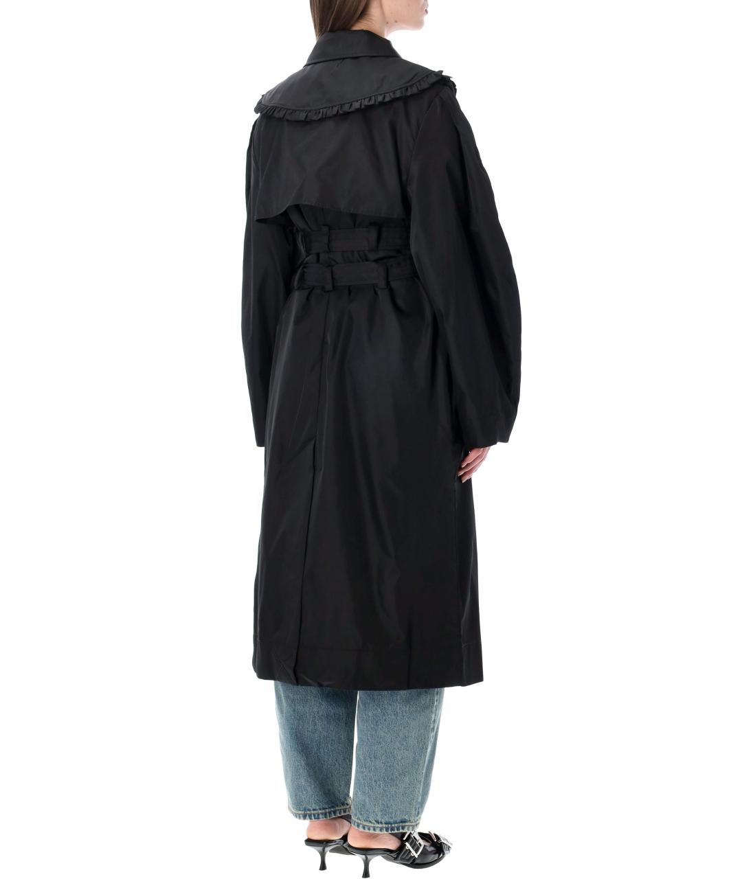 GANNI Черный полиамидовый тренч/плащ, фото 2