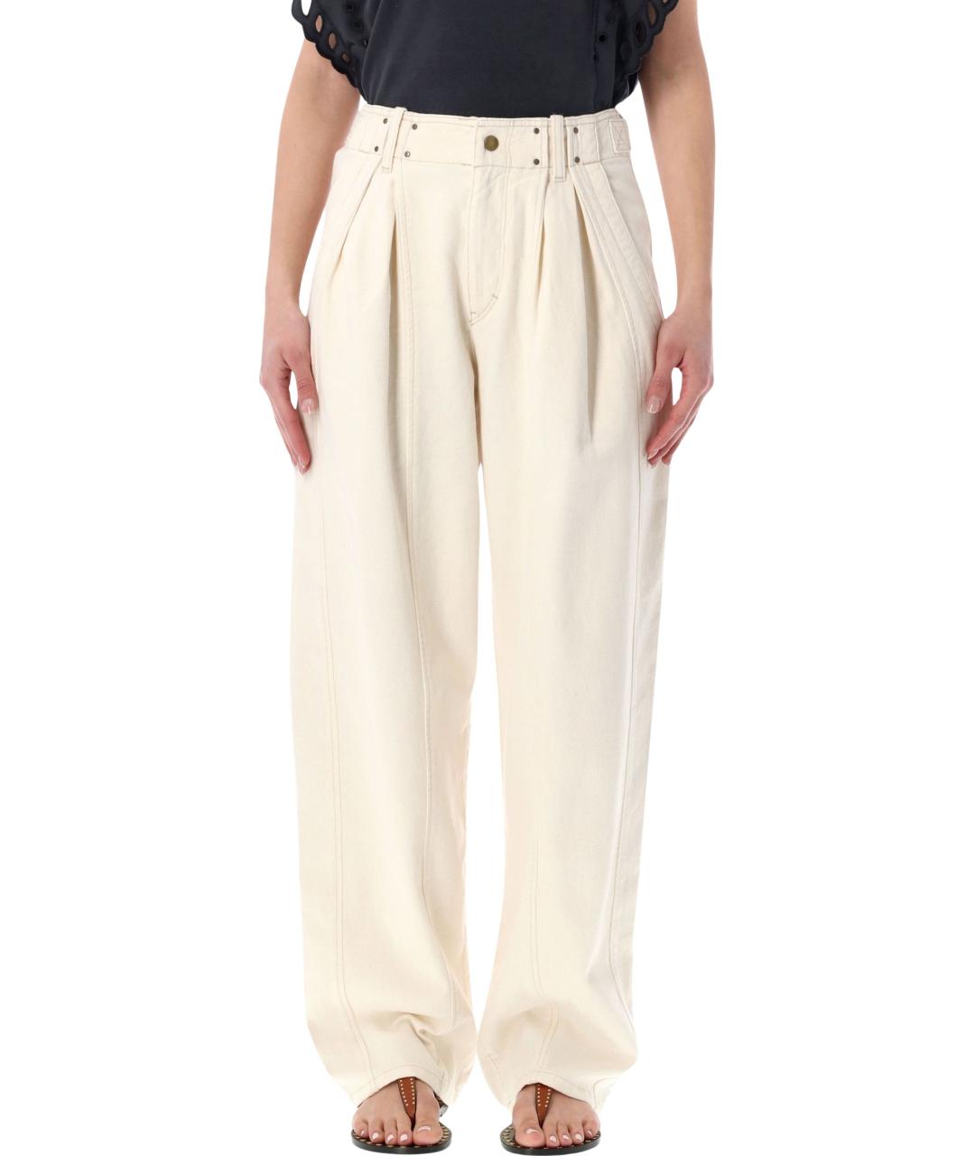 ISABEL MARANT Бежевые хлопковые прямые брюки, фото 1