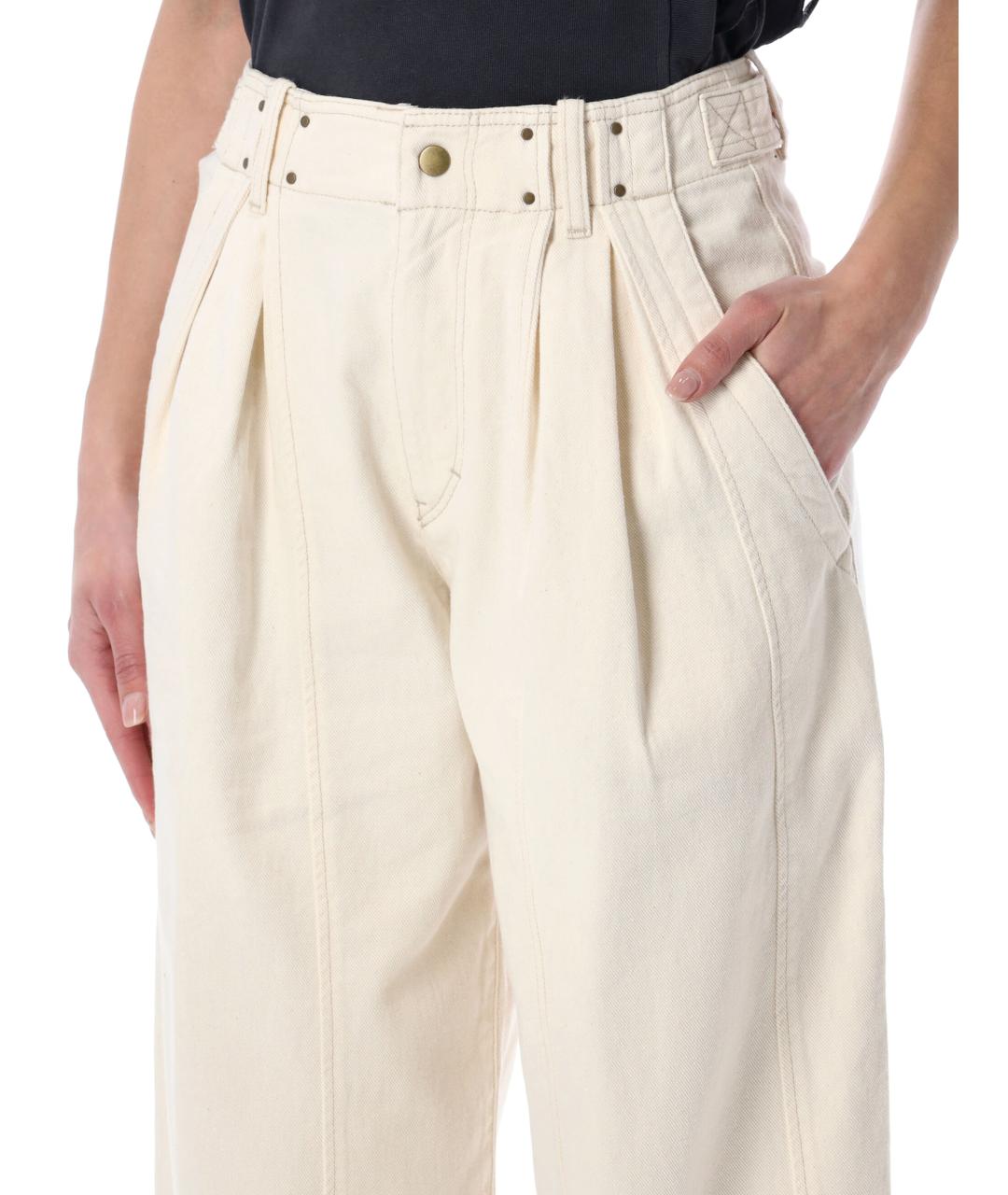 ISABEL MARANT Бежевые хлопковые прямые брюки, фото 3